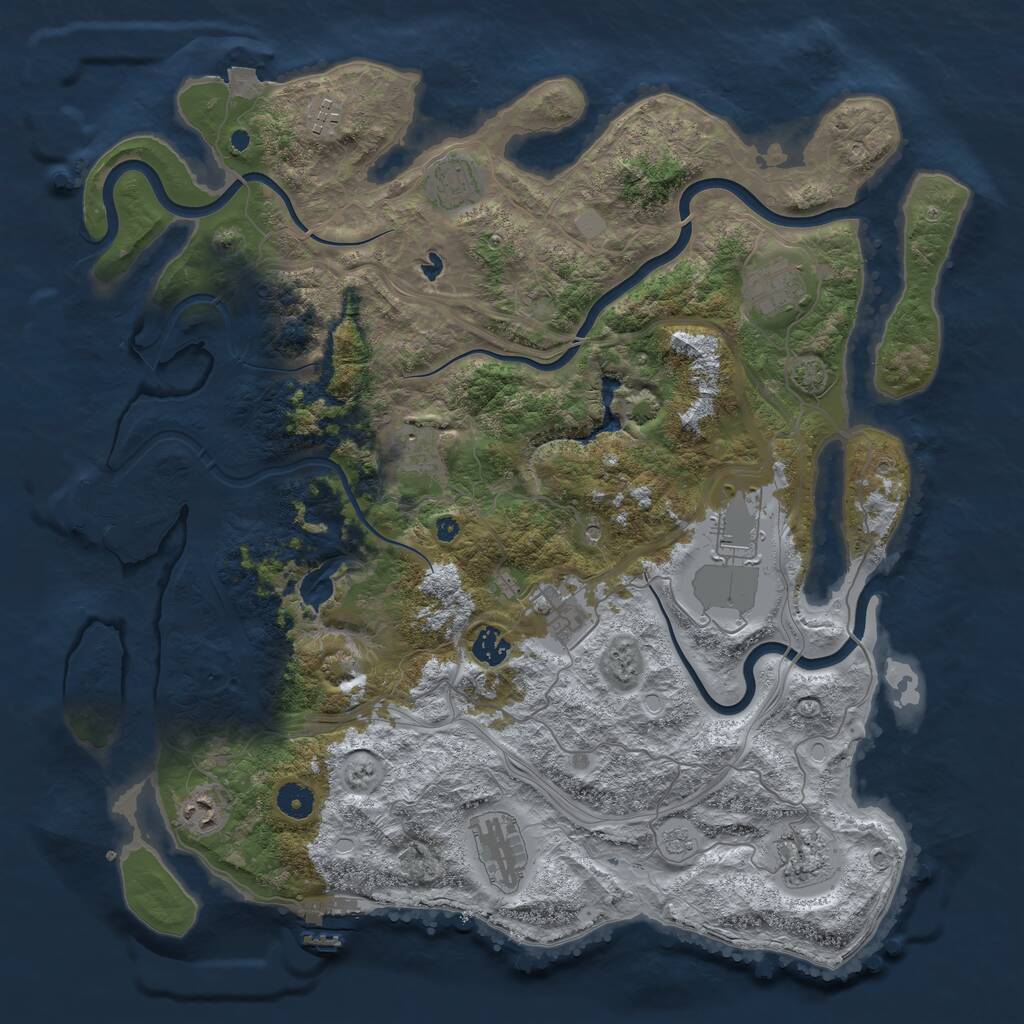 Rust Map: Procedural Map, Size: 4250, Seed: 1223403758, 16 Monuments