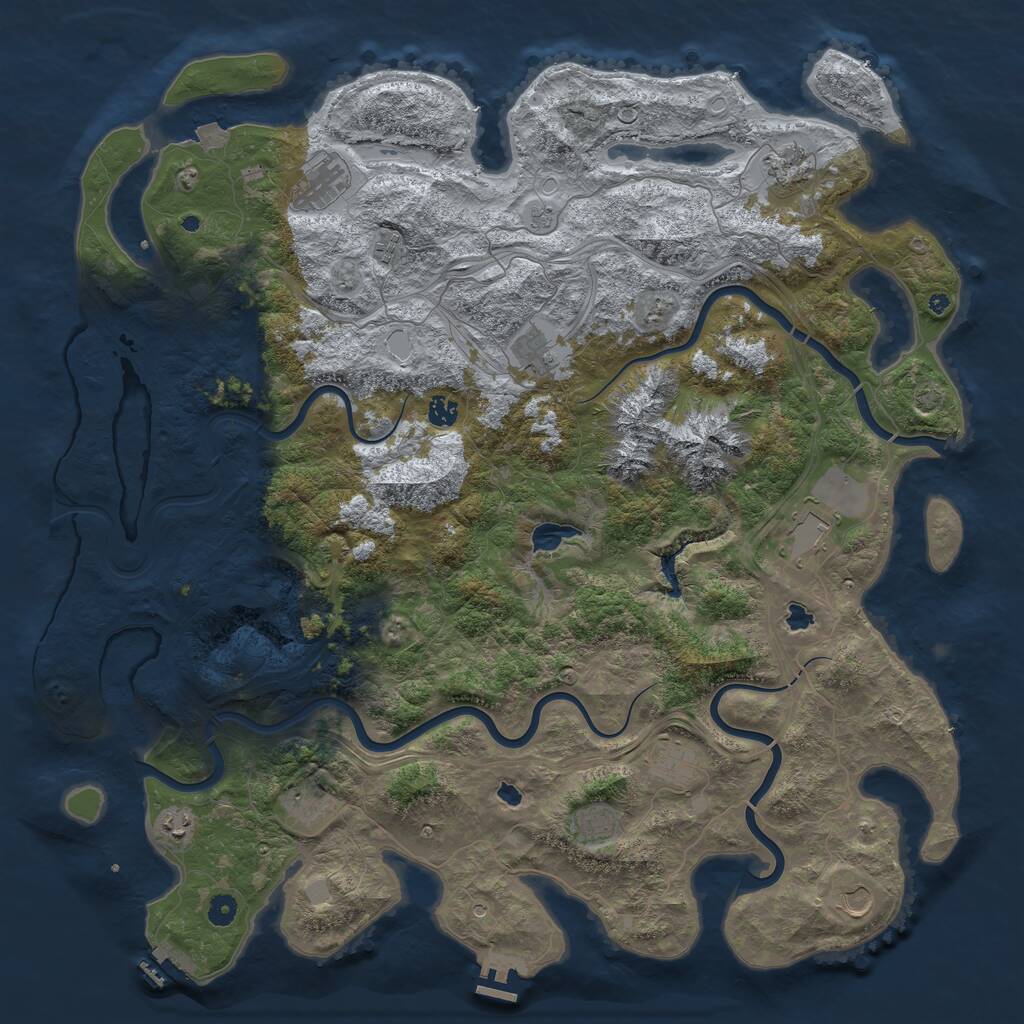Rust Map: Procedural Map, Size: 5000, Seed: 7282, 17 Monuments