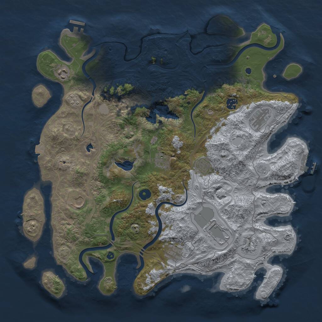 Rust Map: Procedural Map, Size: 4250, Seed: 1804712868, 16 Monuments