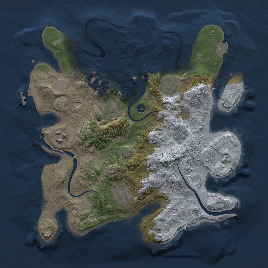 Rust Map: Procedural Map, Size: 3000, Seed: 1166722236, 11 Monuments