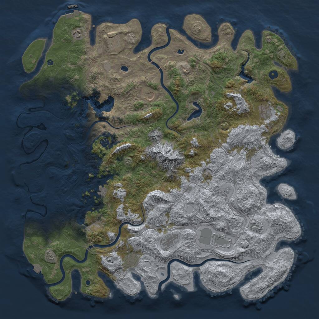 Rust Map: Procedural Map, Size: 5250, Seed: 1015180774, 17 Monuments