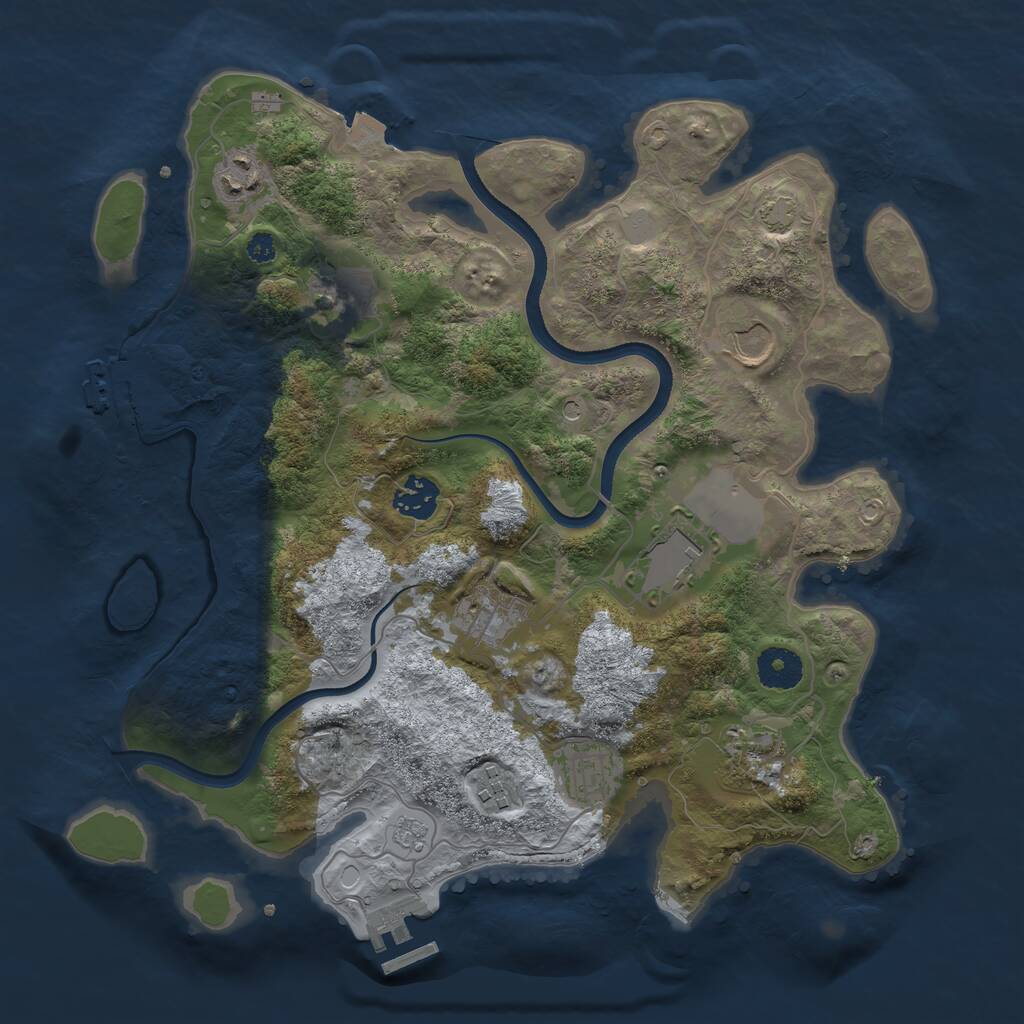 Rust Map: Procedural Map, Size: 3500, Seed: 913170770, 15 Monuments