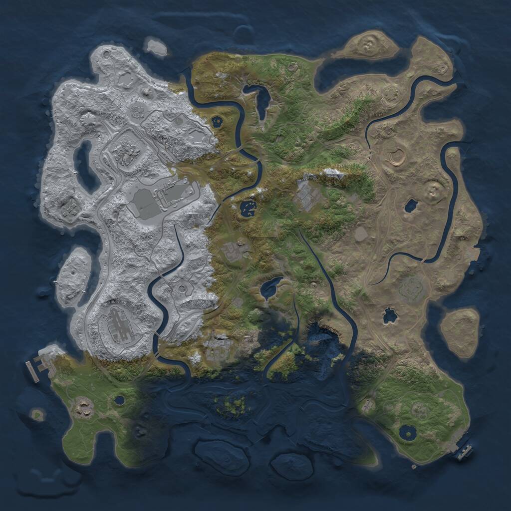 Rust Map: Procedural Map, Size: 4500, Seed: 644032269, 17 Monuments