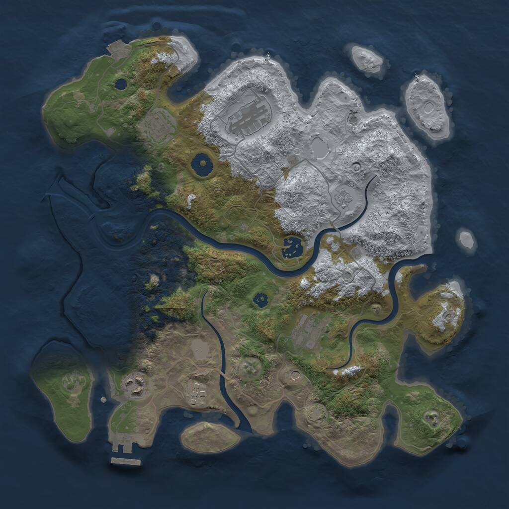 Rust Map: Procedural Map, Size: 3500, Seed: 1249788537, 11 Monuments