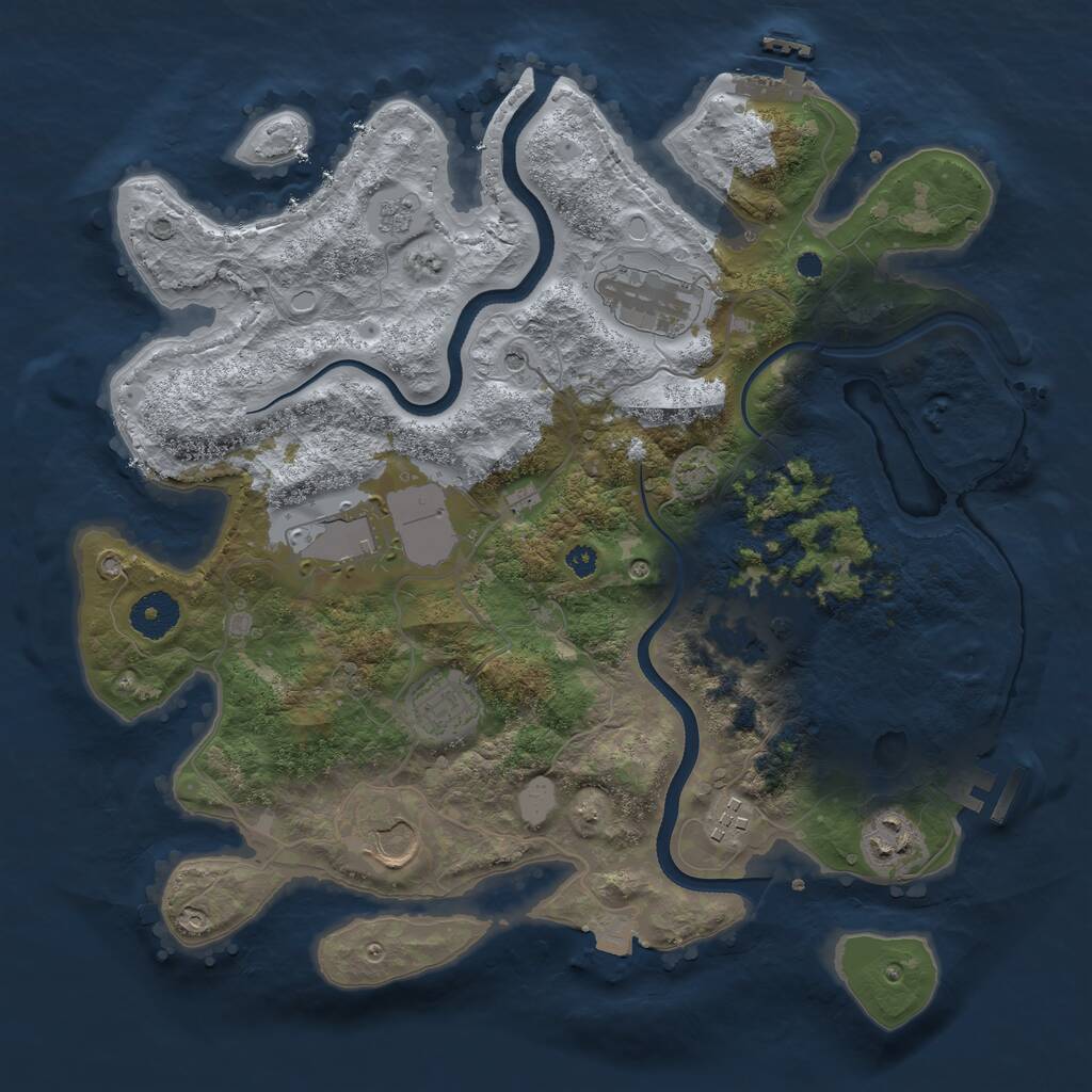 Rust Map: Procedural Map, Size: 3500, Seed: 965766844, 13 Monuments