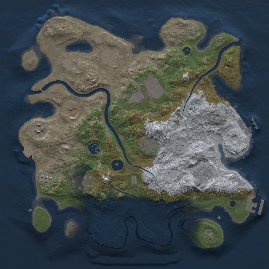 Rust Map: Procedural Map, Size: 3500, Seed: 1583469883, 15 Monuments