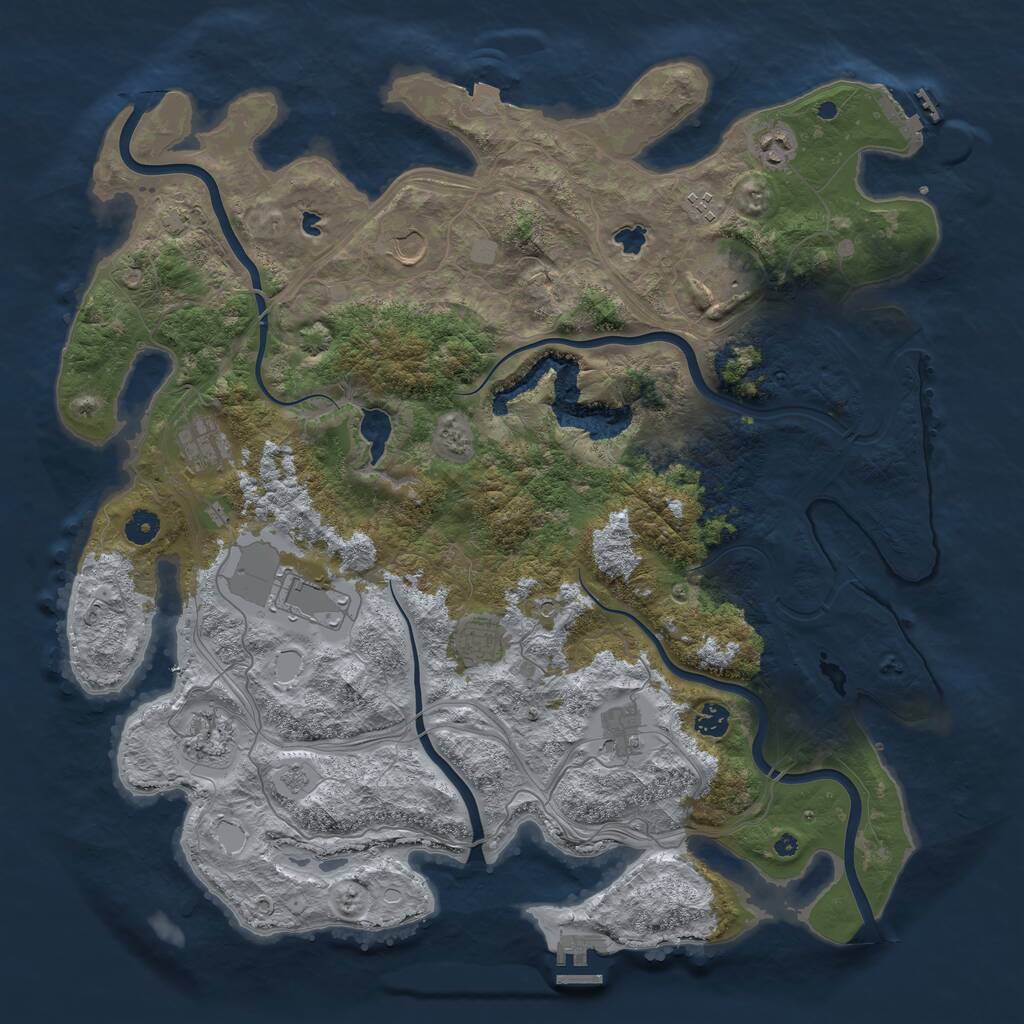 Rust Map: Procedural Map, Size: 4500, Seed: 3425428, 16 Monuments