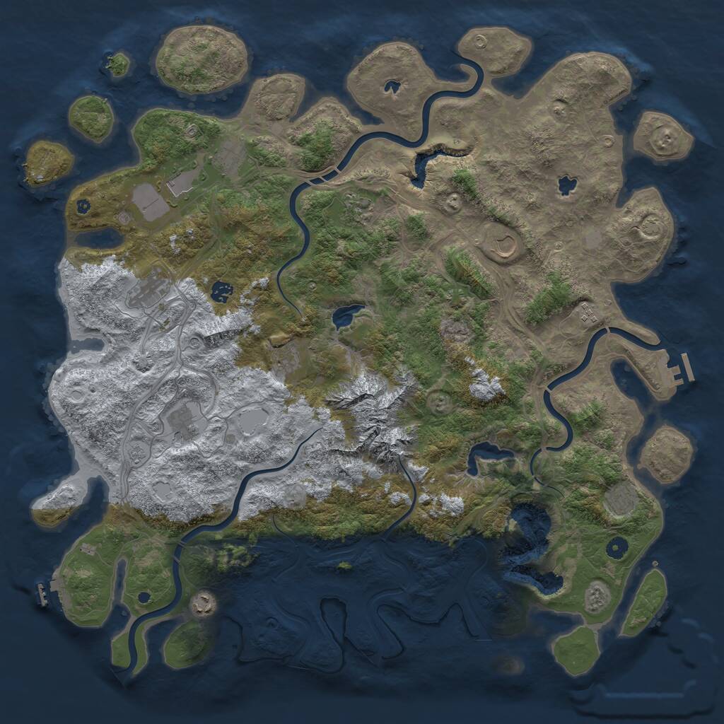 Rust Map: Procedural Map, Size: 5000, Seed: 80085406, 17 Monuments