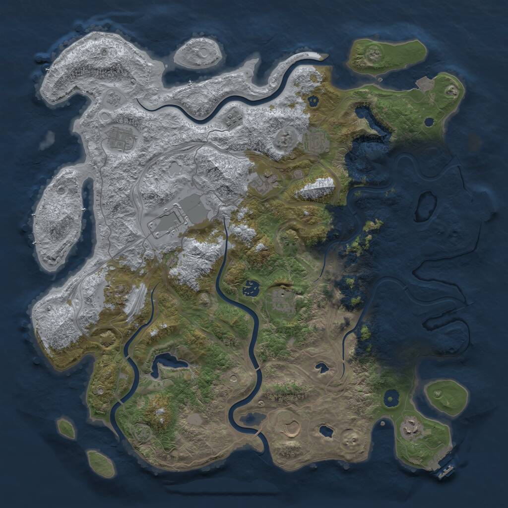 Rust Map: Procedural Map, Size: 4500, Seed: 539794215, 16 Monuments
