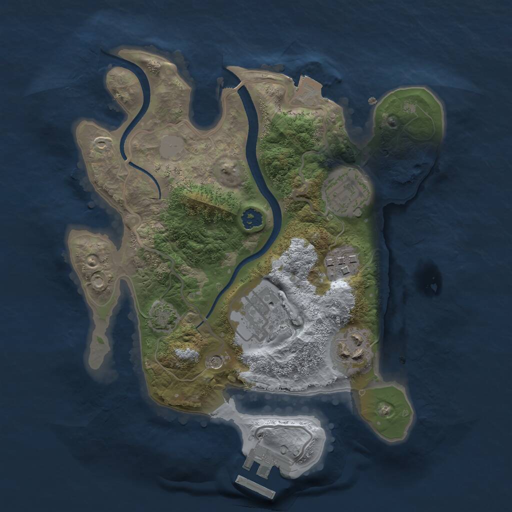 Rust Map: Procedural Map, Size: 2500, Seed: 493745342, 8 Monuments
