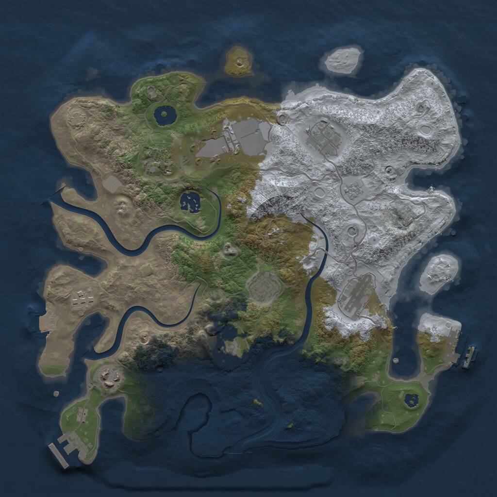 Rust Map: Procedural Map, Size: 3500, Seed: 1109529650, 15 Monuments