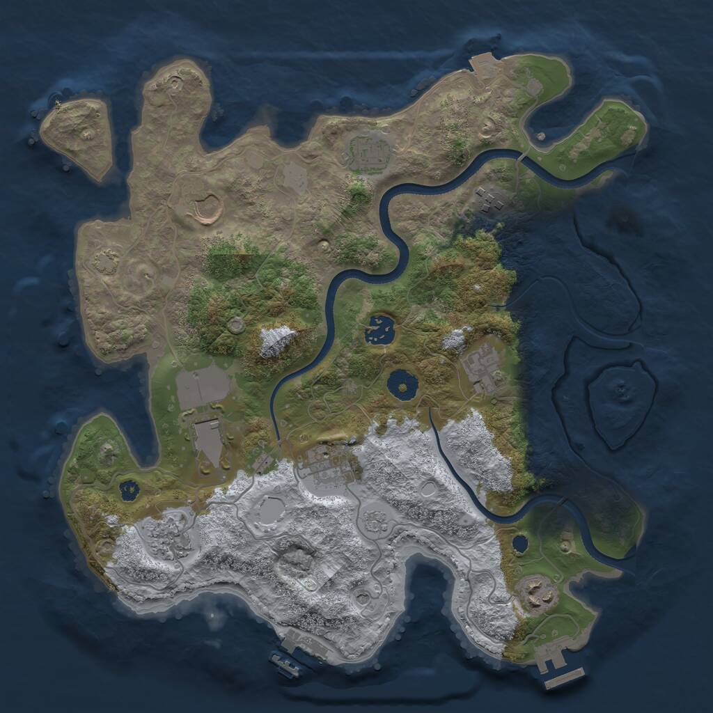 Rust Map: Procedural Map, Size: 3500, Seed: 1115541050, 15 Monuments