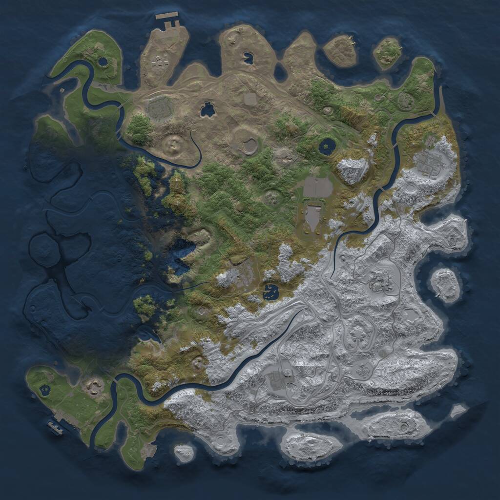 Rust Map: Procedural Map, Size: 4500, Seed: 501259800, 16 Monuments