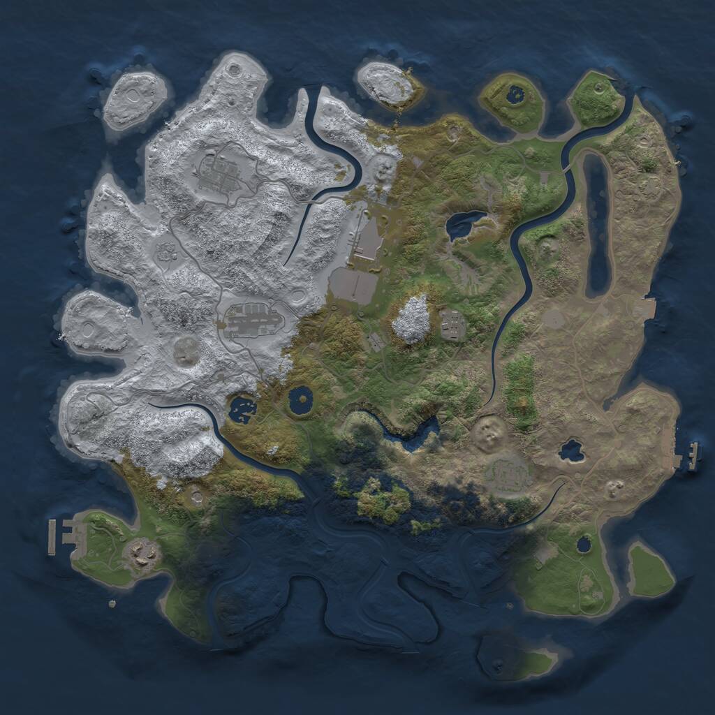 Rust Map: Procedural Map, Size: 4000, Seed: 84646364, 13 Monuments