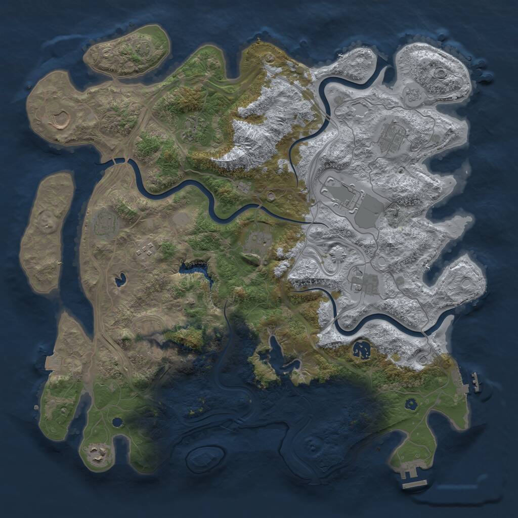 Rust Map: Procedural Map, Size: 4250, Seed: 651441009, 17 Monuments