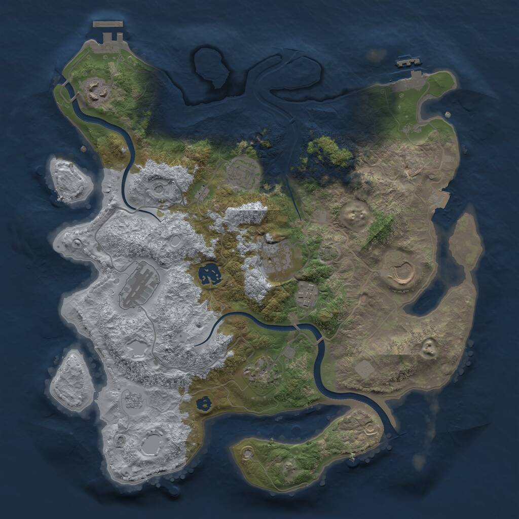 Rust Map: Procedural Map, Size: 3500, Seed: 1203936673, 14 Monuments