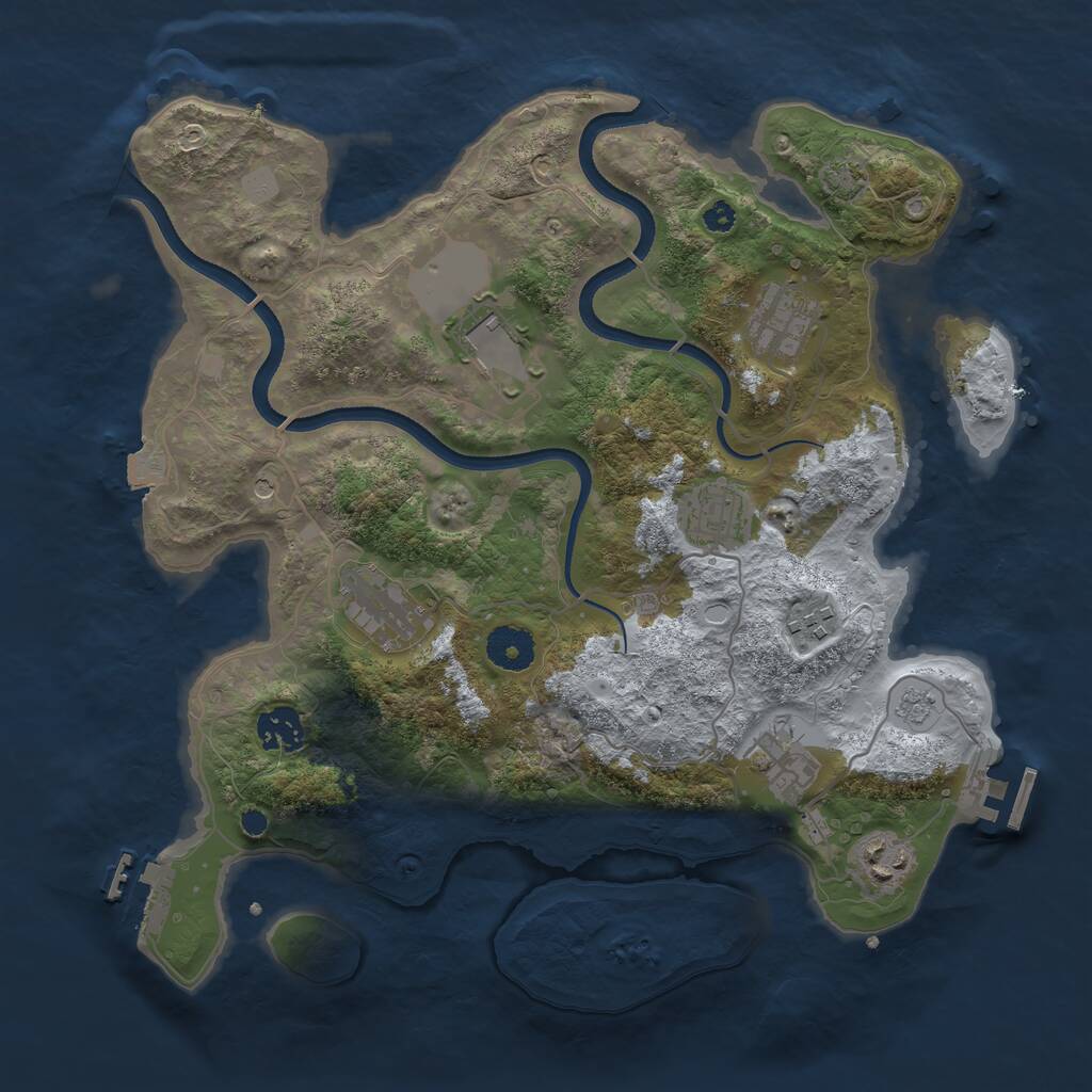Rust Map: Procedural Map, Size: 3500, Seed: 739006845, 14 Monuments
