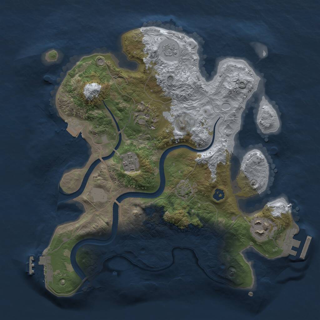 Rust Map: Procedural Map, Size: 2750, Seed: 7517, 8 Monuments