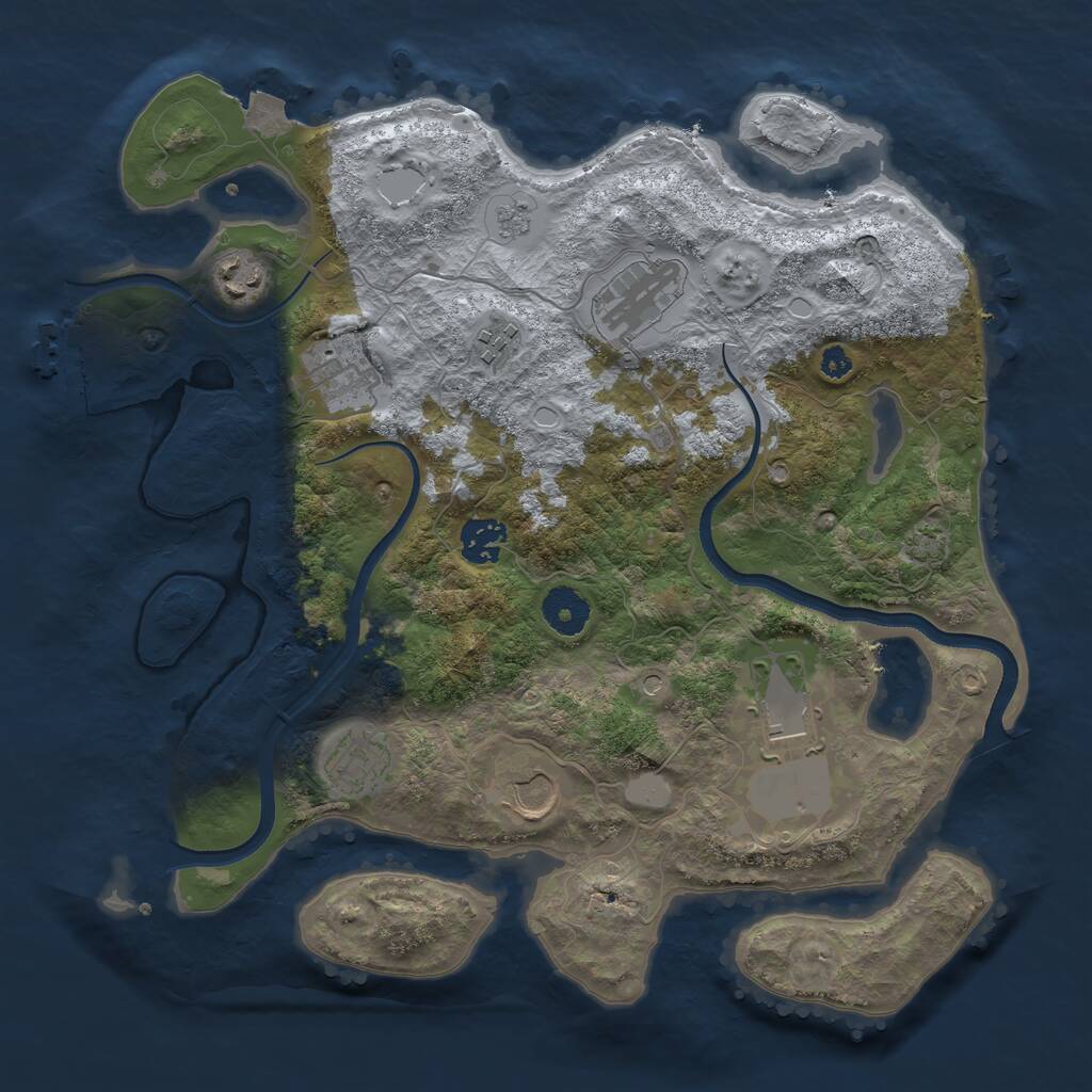 Rust Map: Procedural Map, Size: 3500, Seed: 2804377, 13 Monuments