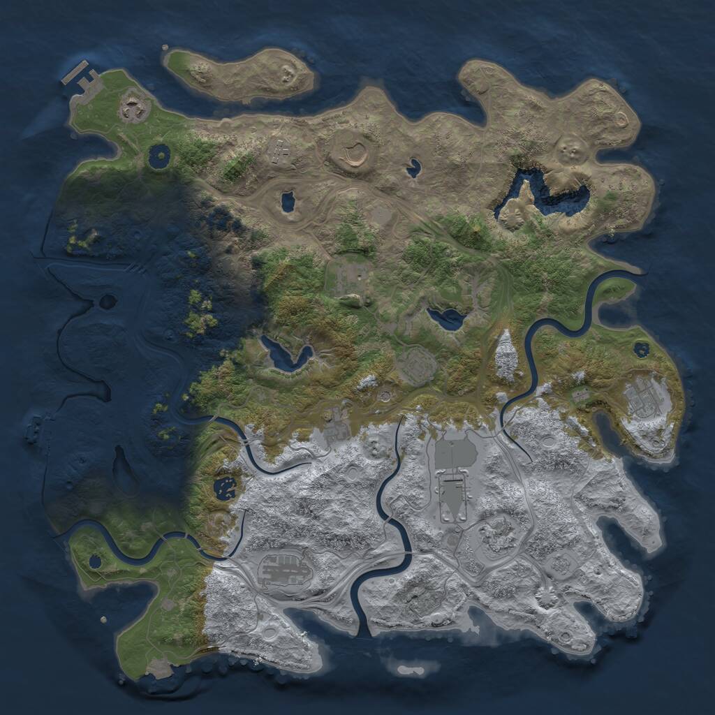 Rust Map: Procedural Map, Size: 4500, Seed: 1369346562, 17 Monuments
