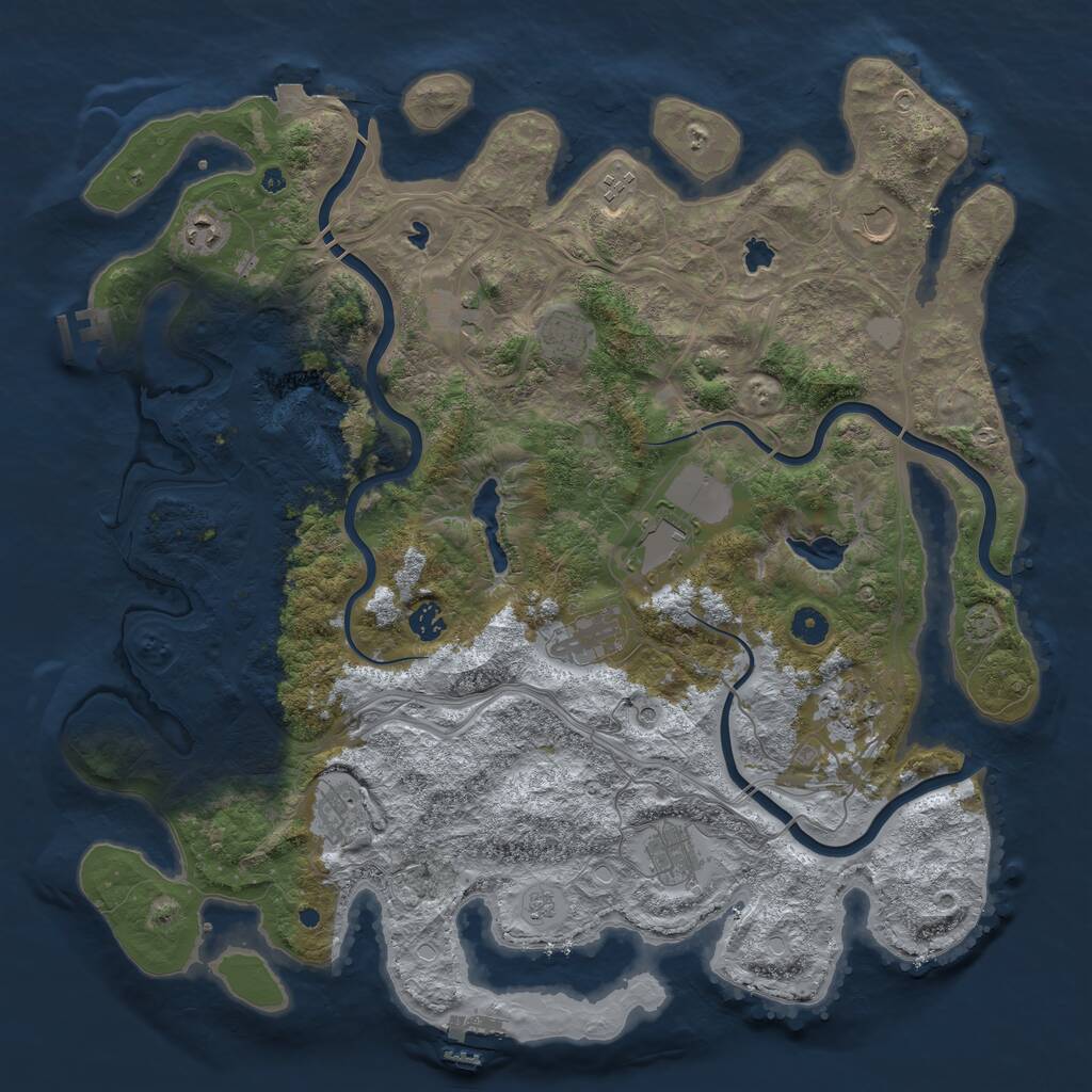 Rust Map: Procedural Map, Size: 4500, Seed: 1630448151, 17 Monuments