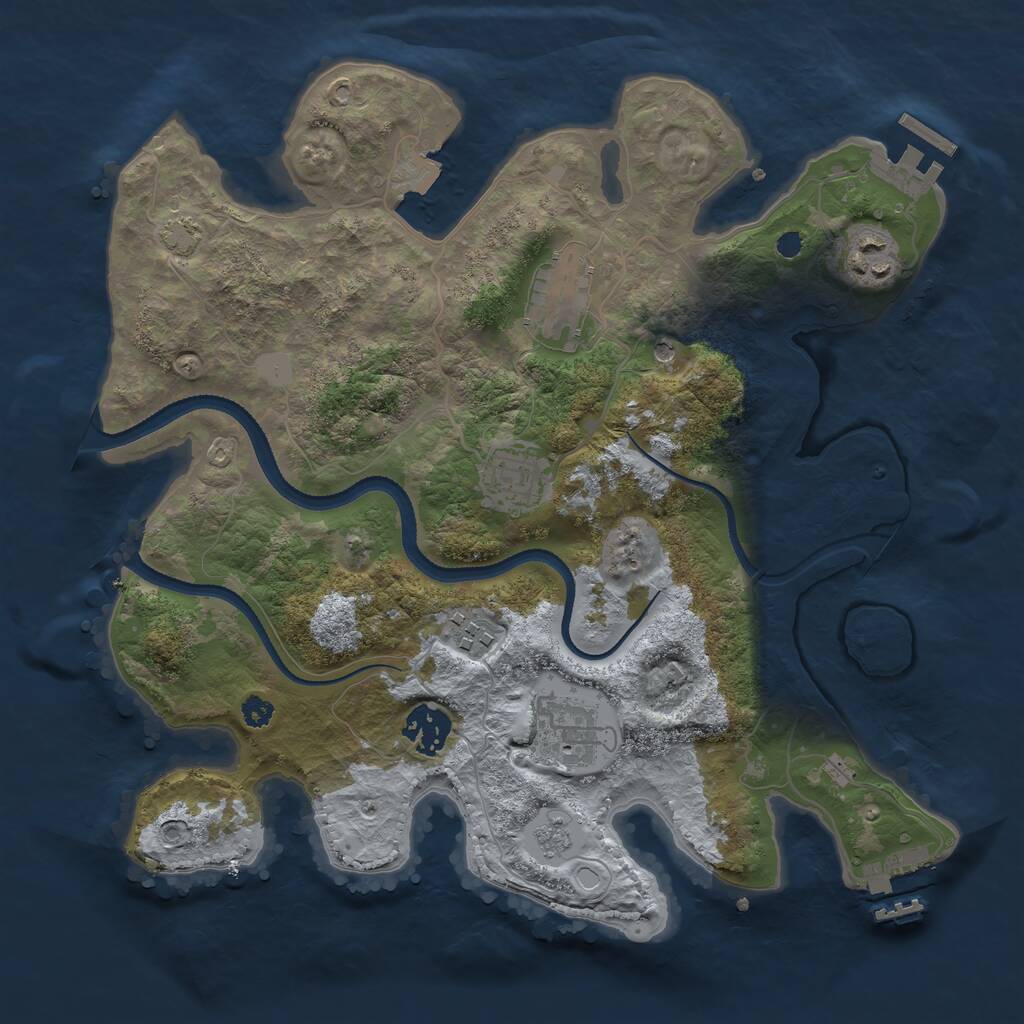Rust Map: Procedural Map, Size: 3250, Seed: 39099668, 12 Monuments