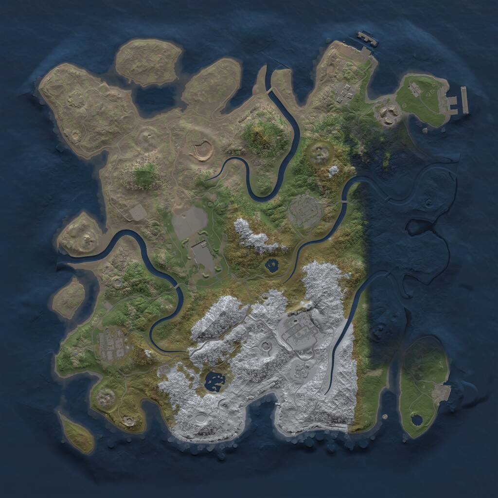 Rust Map: Procedural Map, Size: 3700, Seed: 29583, 14 Monuments