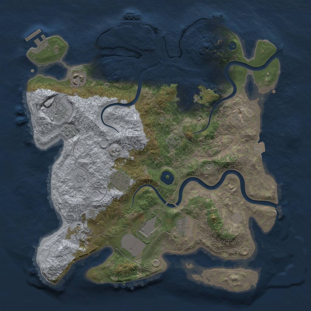 Rust Map: Procedural Map, Size: 3500, Seed: 1060147496, 14 Monuments