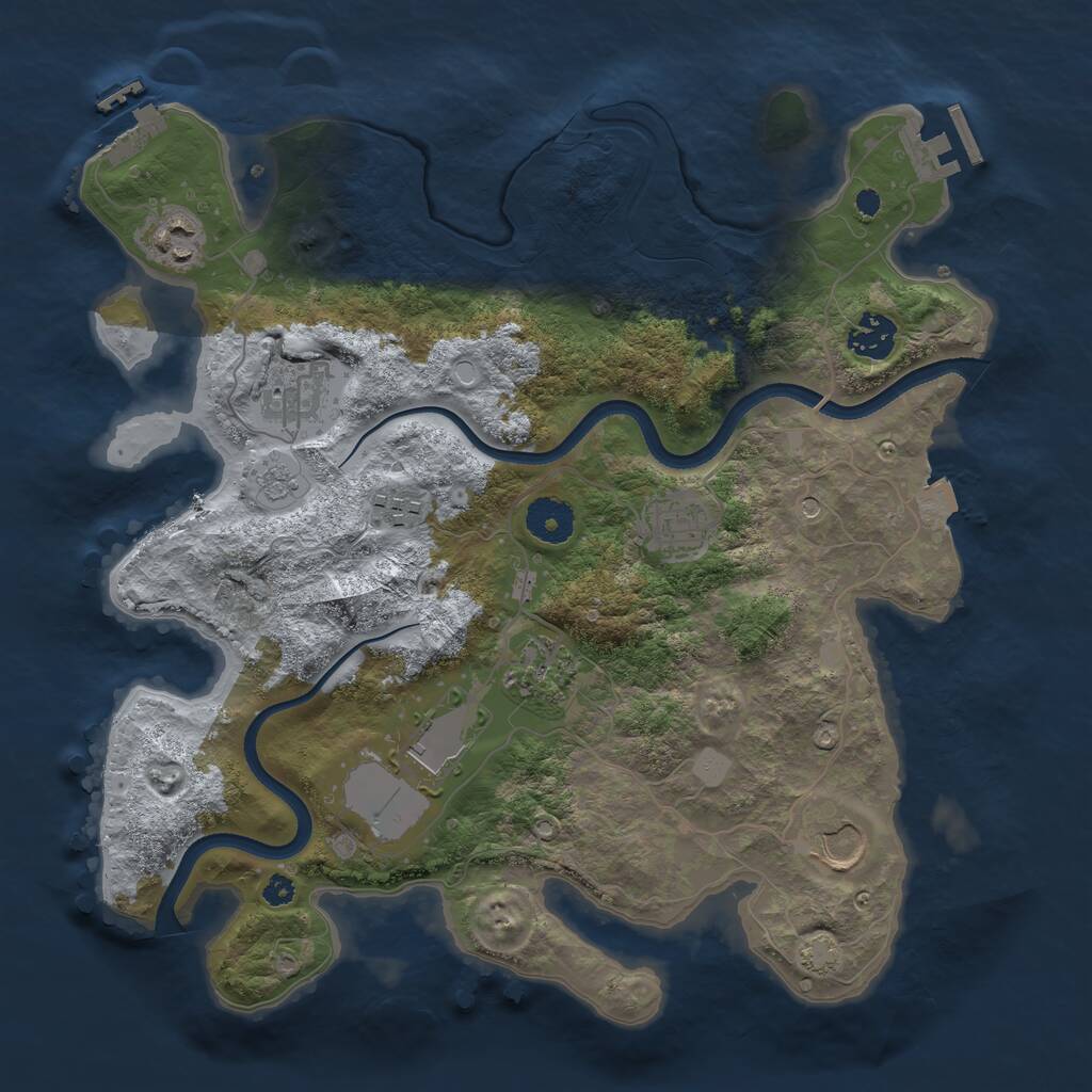 Rust Map: Procedural Map, Size: 3500, Seed: 1124650707, 14 Monuments