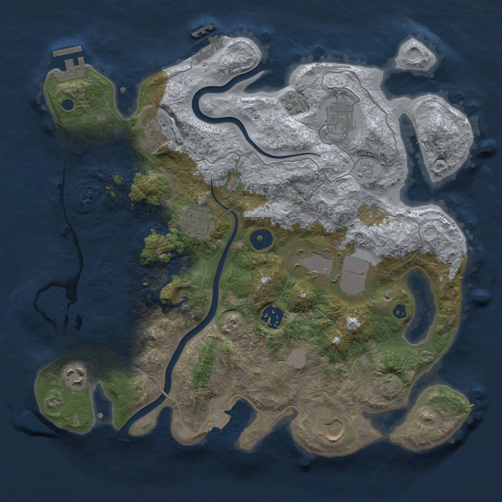 Rust Map: Procedural Map, Size: 3500, Seed: 1179254416, 14 Monuments