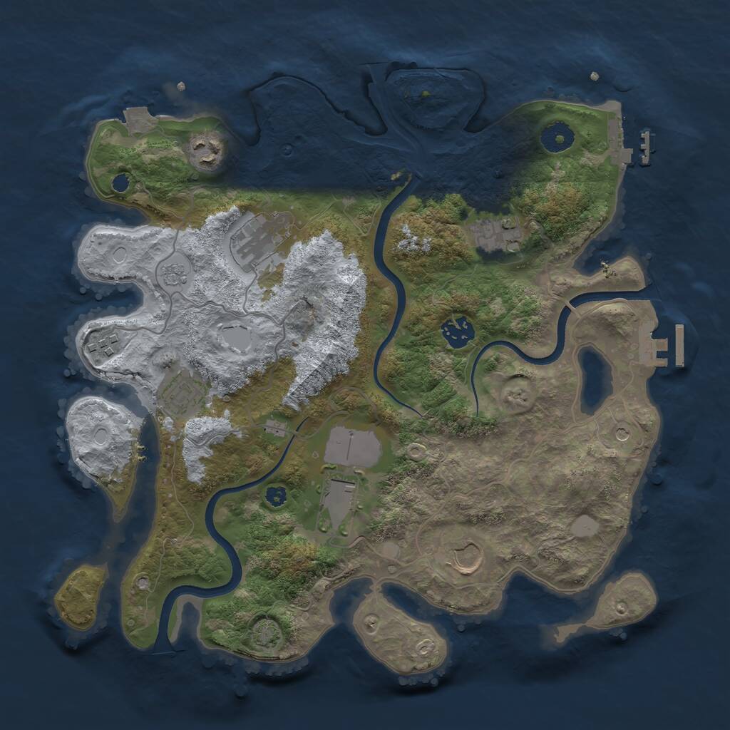 Rust Map: Procedural Map, Size: 3500, Seed: 2017419134, 14 Monuments