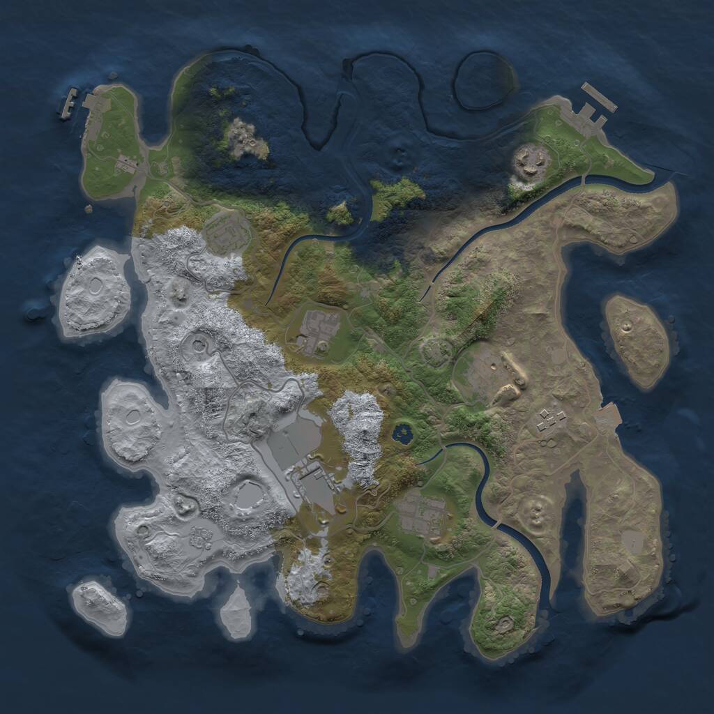 Rust Map: Procedural Map, Size: 3500, Seed: 176195897, 13 Monuments