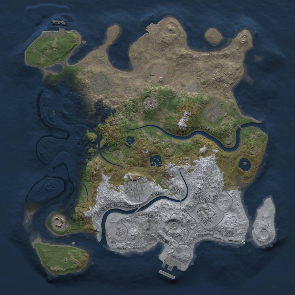 Rust Map: Procedural Map, Size: 3500, Seed: 134164063, 14 Monuments