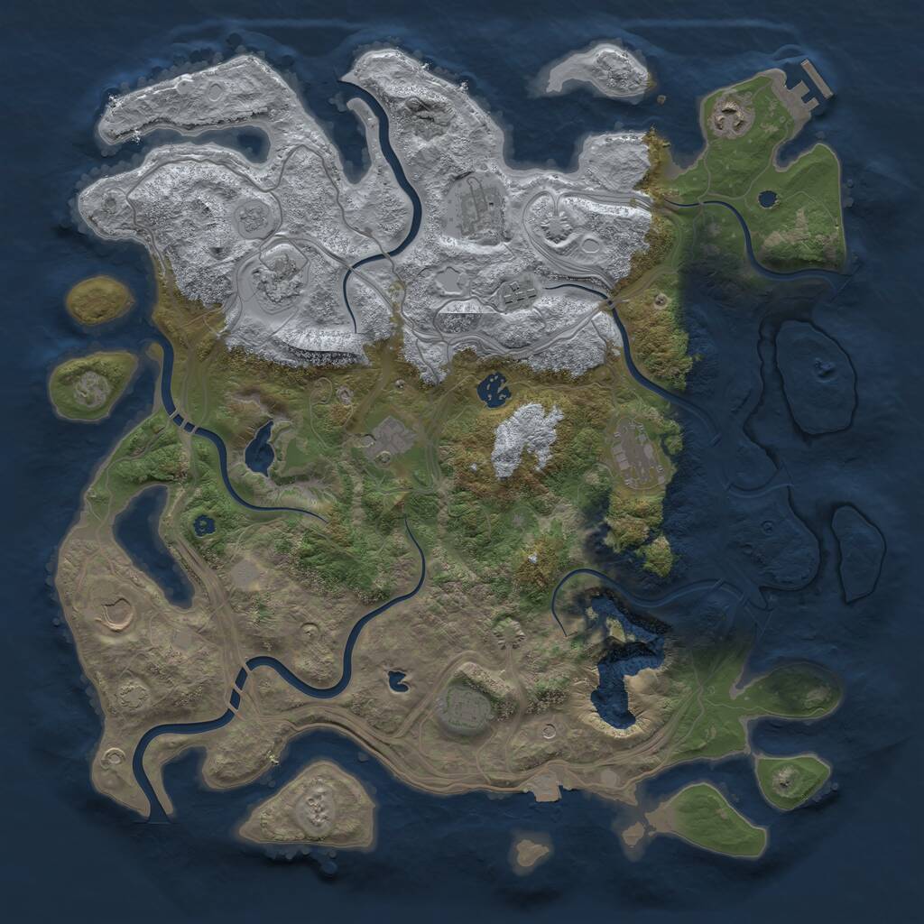 Rust Map: Procedural Map, Size: 4250, Seed: 669233, 14 Monuments