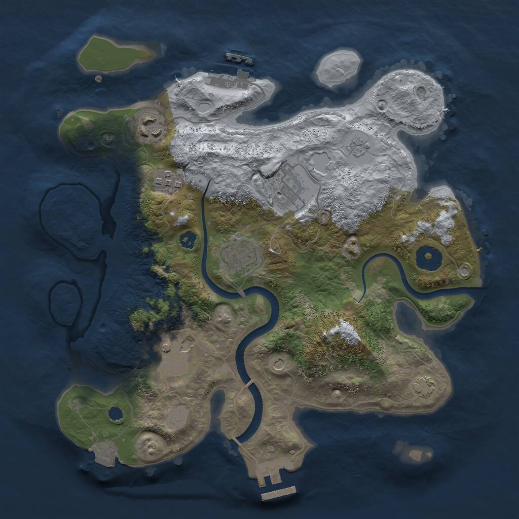 Rust Map: Procedural Map, Size: 3000, Seed: 2132763641, 11 Monuments