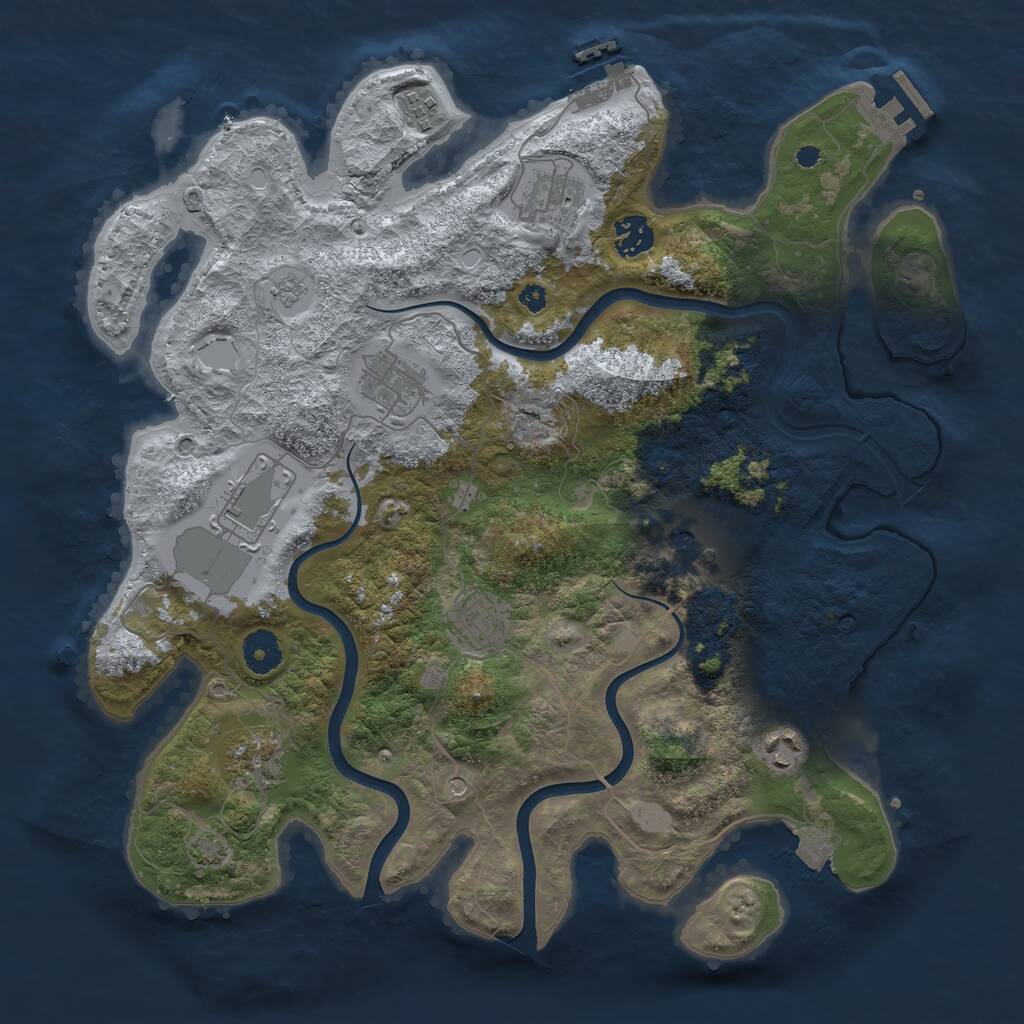 Rust Map: Procedural Map, Size: 3750, Seed: 713515647, 15 Monuments