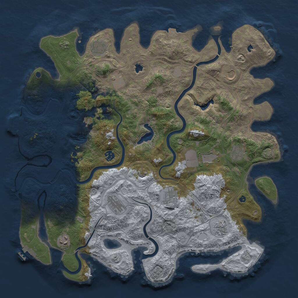 Rust Map: Procedural Map, Size: 4500, Seed: 1821505865, 17 Monuments