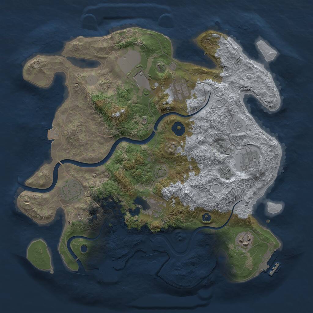 Rust Map: Procedural Map, Size: 3500, Seed: 599698770, 13 Monuments