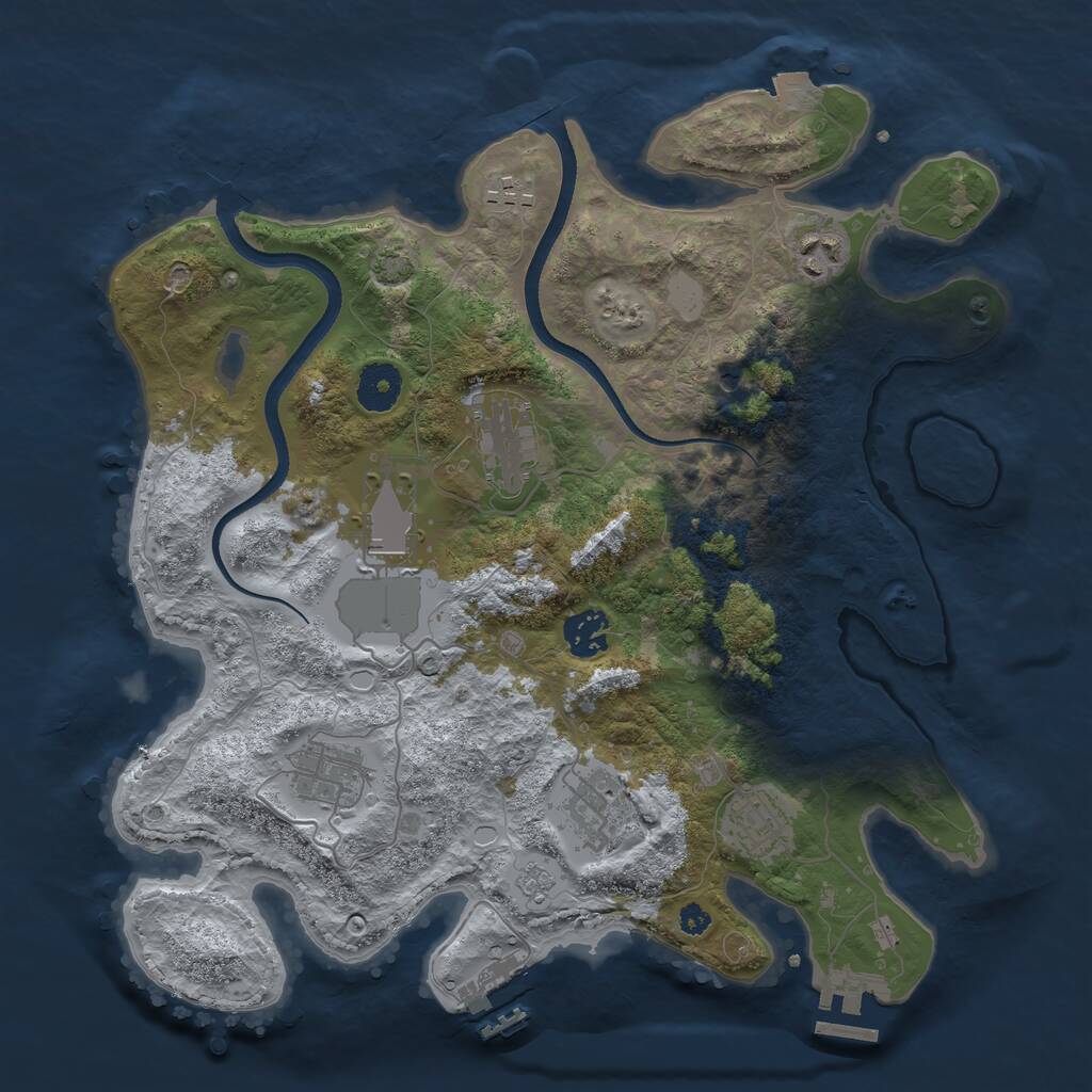 Rust Map: Procedural Map, Size: 3500, Seed: 1784228438, 14 Monuments