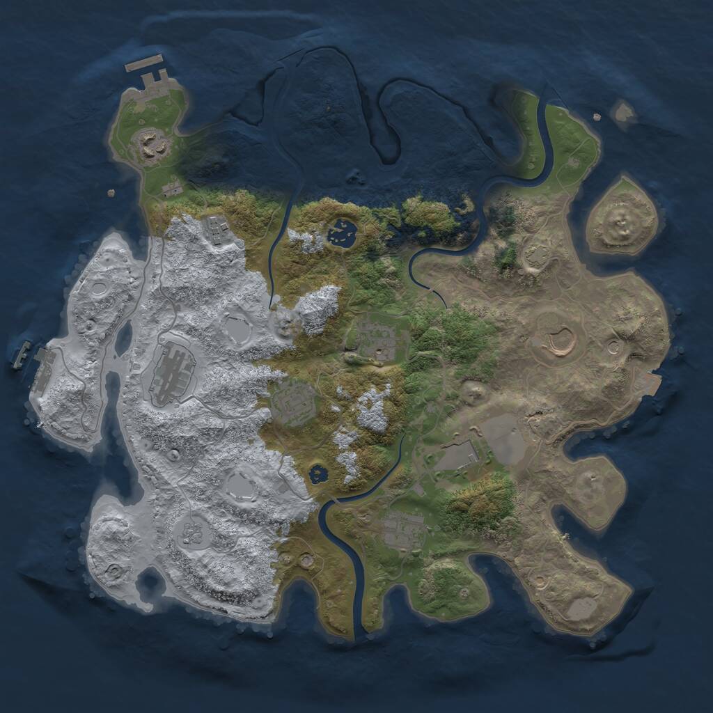 Rust Map: Procedural Map, Size: 3750, Seed: 1918934530, 15 Monuments