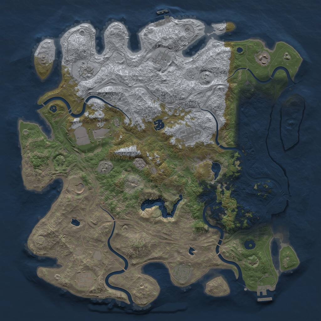 Rust Map: Procedural Map, Size: 4500, Seed: 555888, 16 Monuments