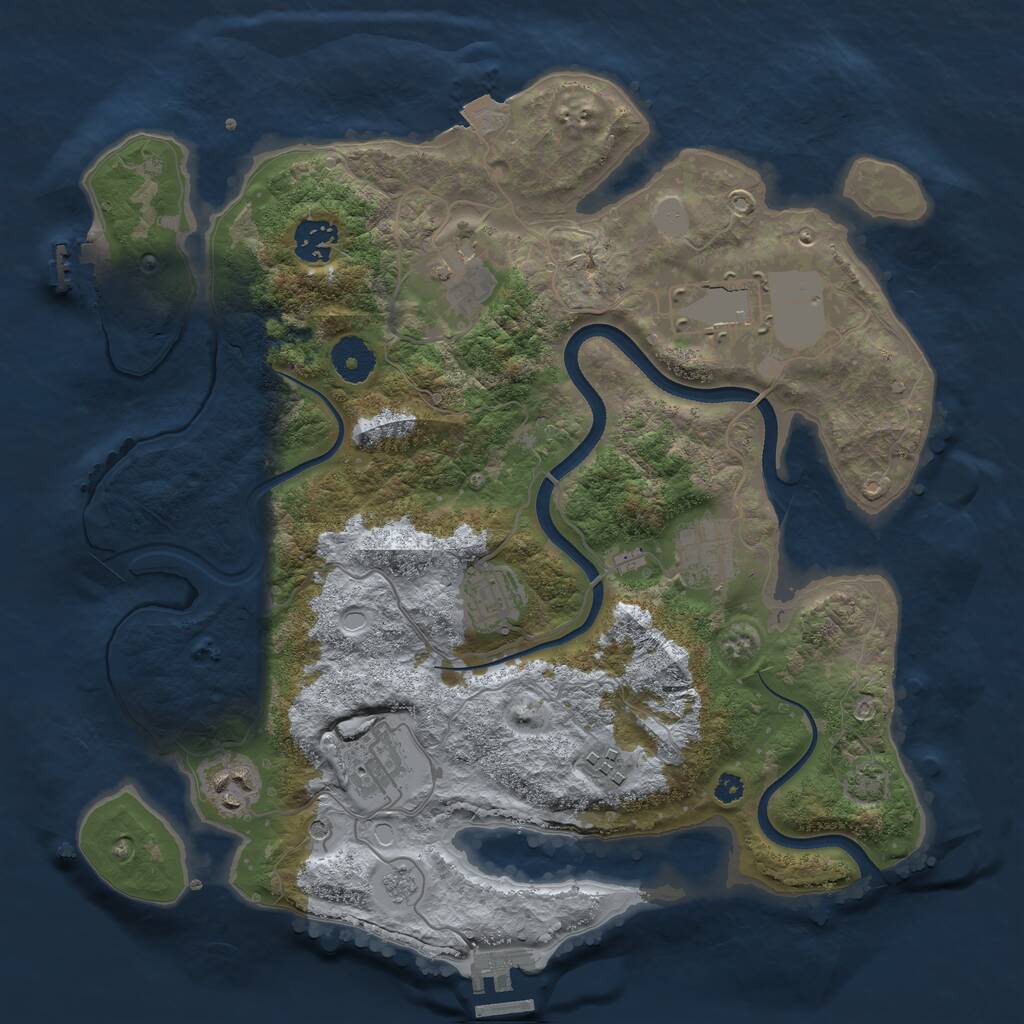 Rust Map: Procedural Map, Size: 3500, Seed: 34576, 14 Monuments