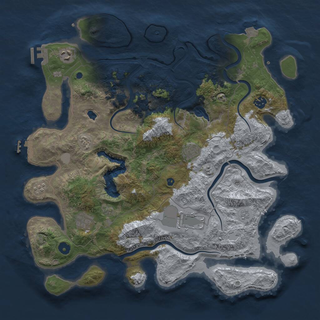 Rust Map: Procedural Map, Size: 4000, Seed: 1238490, 12 Monuments