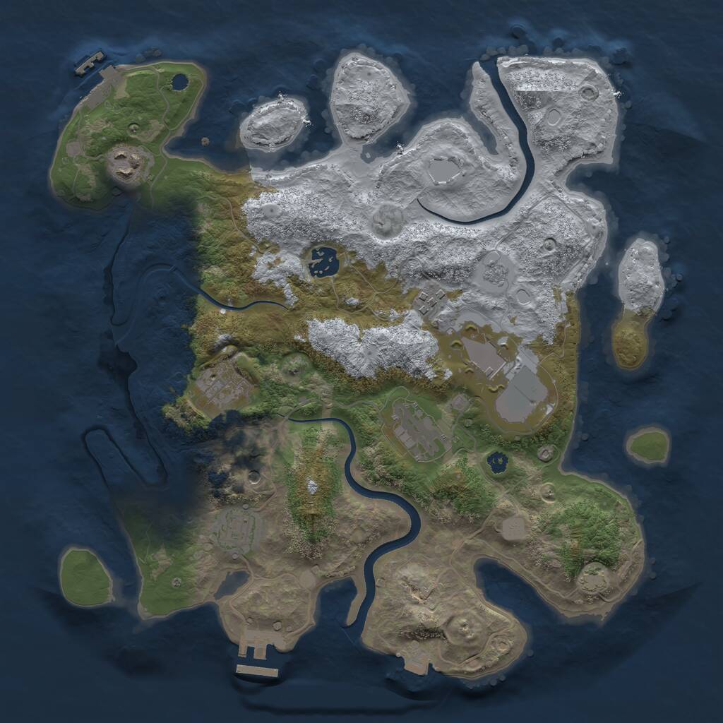 Rust Map: Procedural Map, Size: 3500, Seed: 359673733, 13 Monuments