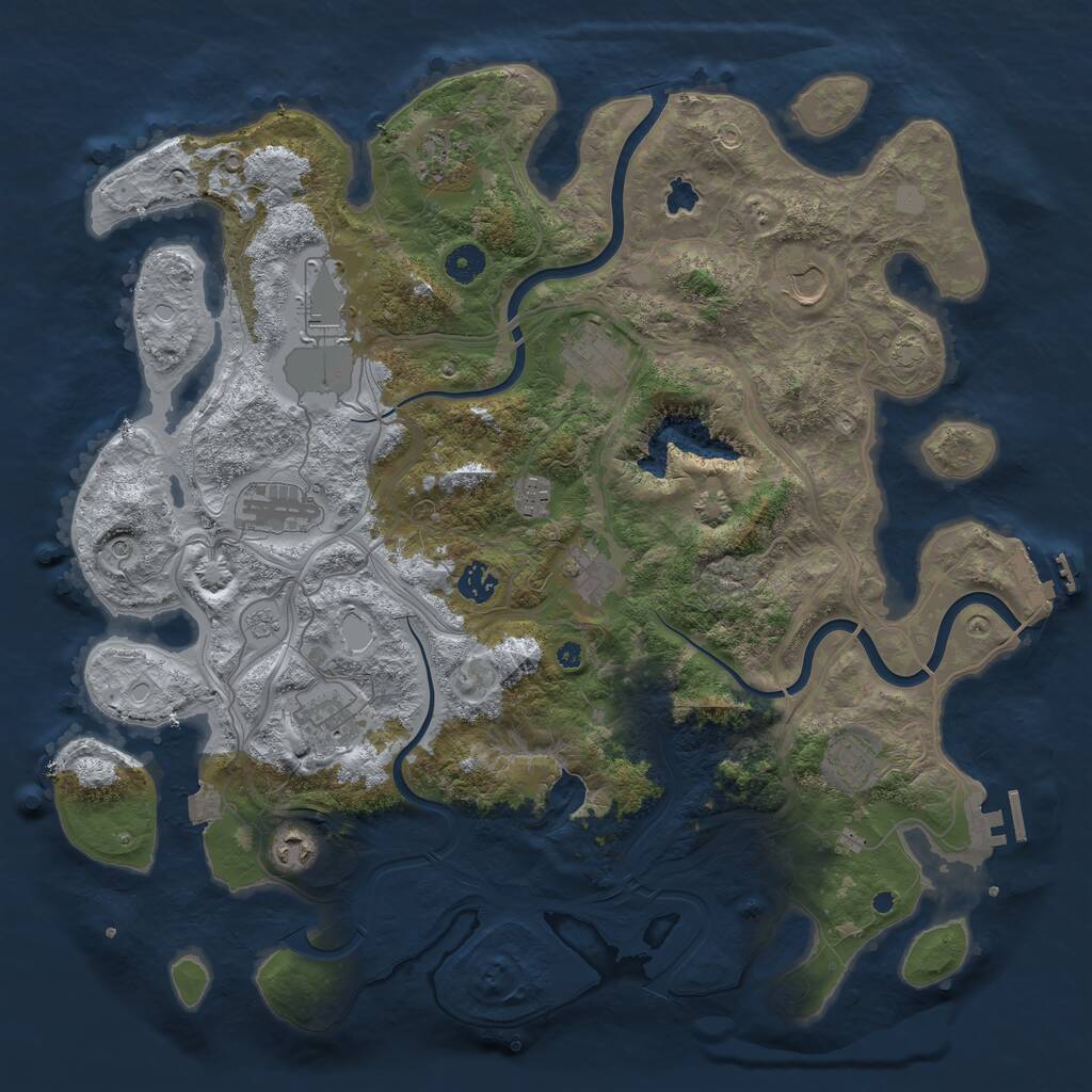 Rust Map: Procedural Map, Size: 4250, Seed: 397226873, 17 Monuments