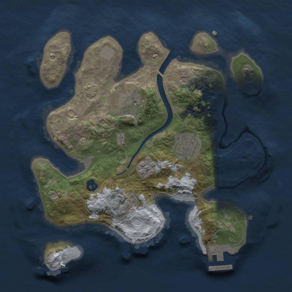Rust Map: Procedural Map, Size: 2500, Seed: 514088623, 7 Monuments