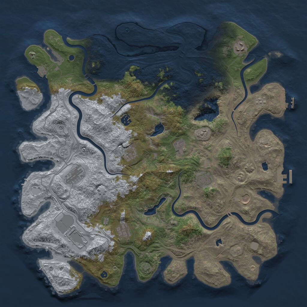 Rust Map: Procedural Map, Size: 4500, Seed: 199921633, 16 Monuments