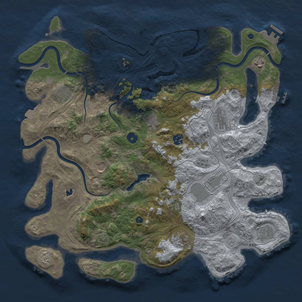 Rust Map: Procedural Map, Size: 4250, Seed: 53688628, 16 Monuments
