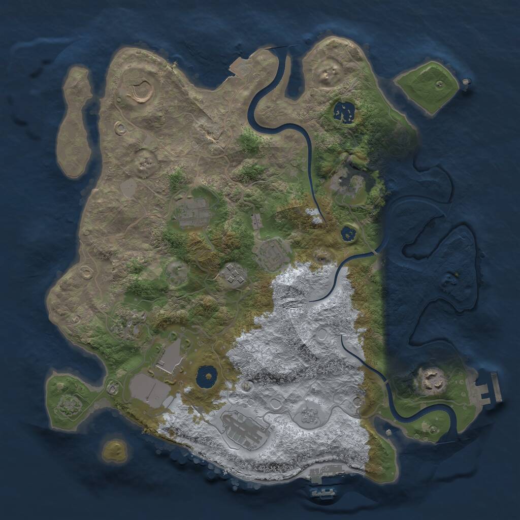 Rust Map: Procedural Map, Size: 3500, Seed: 328388029, 16 Monuments
