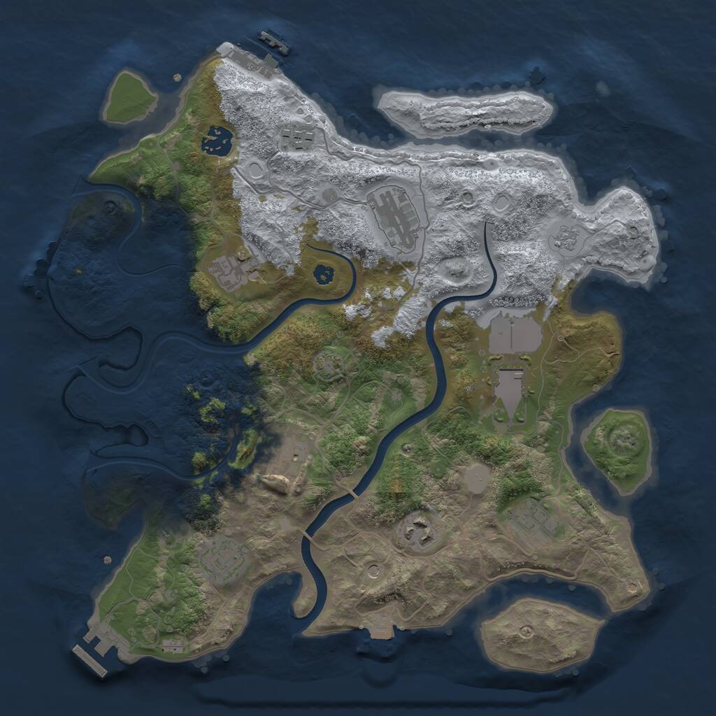 Rust Map: Procedural Map, Size: 3500, Seed: 1580604123, 15 Monuments